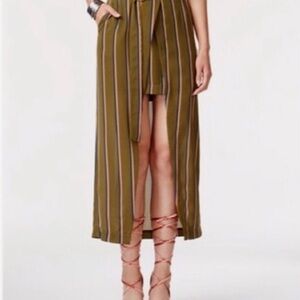 J.O.A. Olive Striped High-Low Skirt